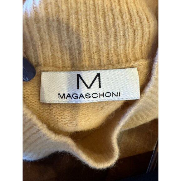 Magaschoni Sweater Women Small Tan Knit Wool Blend Mock Neck Pullover - Picture 8 of 10